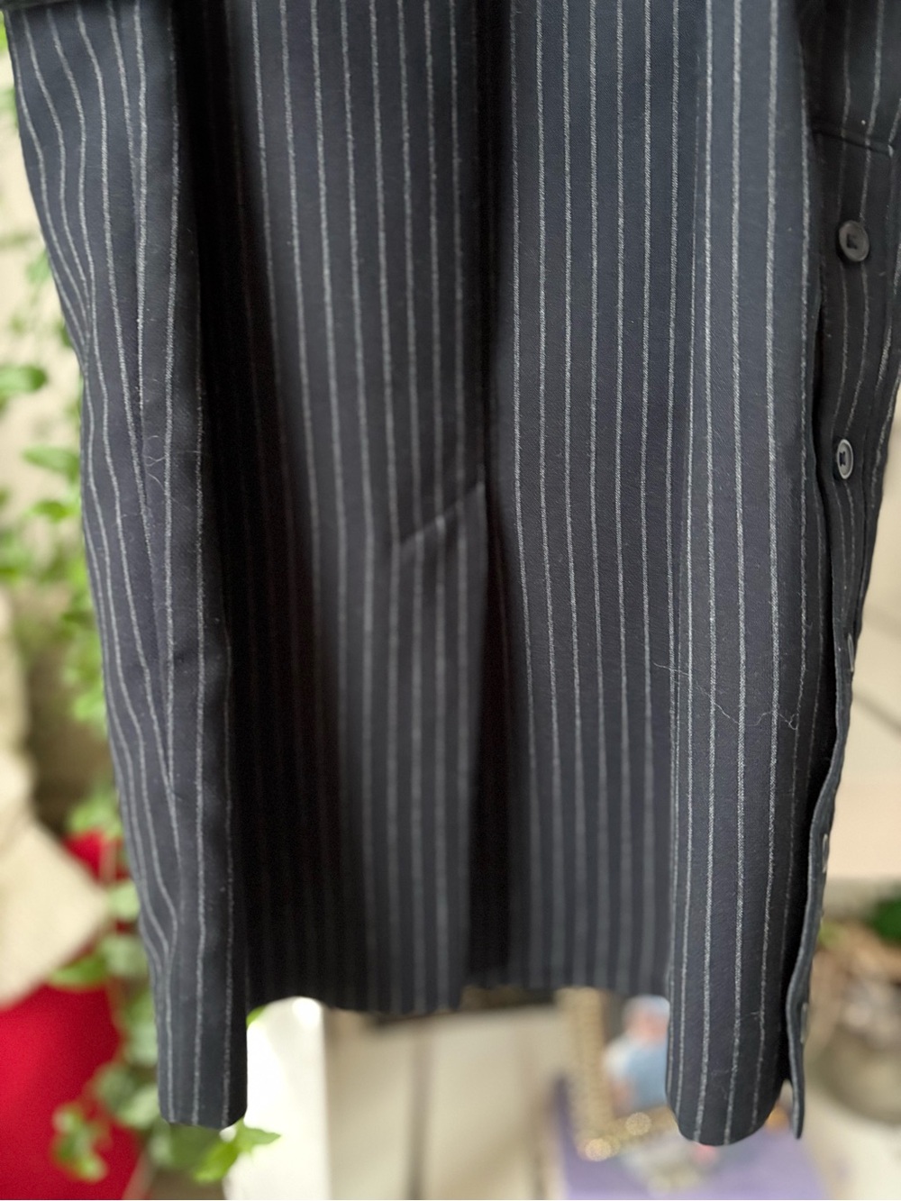 Classic Sleeveless Pinstripe Sheath Dress - Navy - Picture 12 of 13